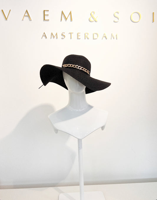 Hat black X chain