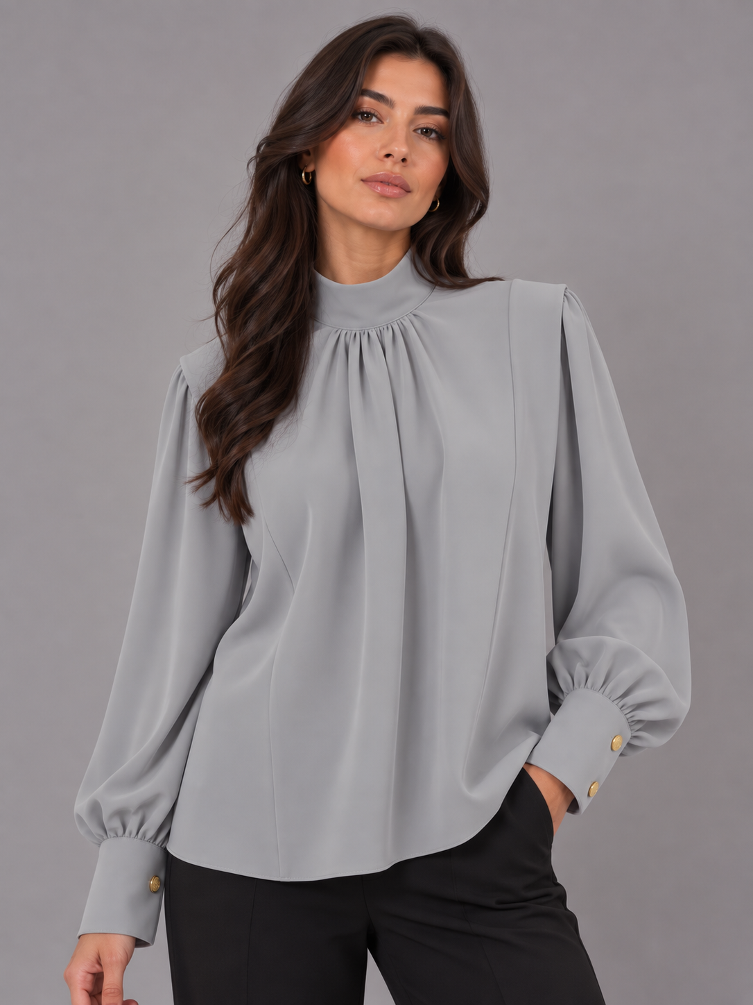 Satin blouse gray