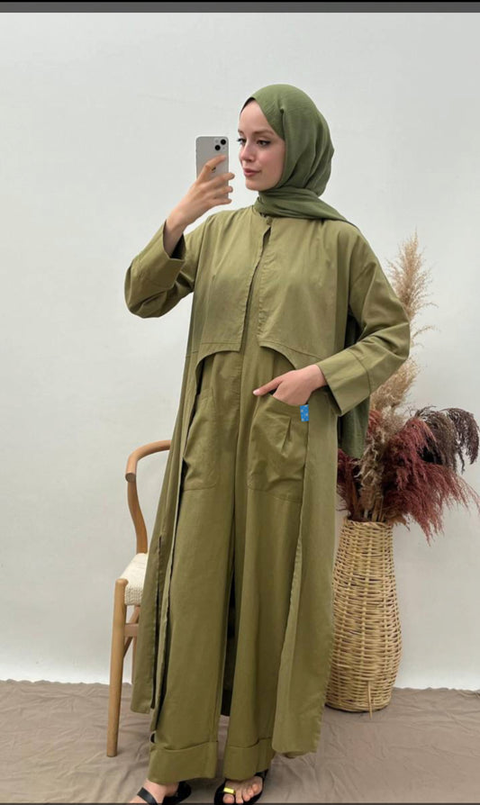 Jumpsuit set moss green