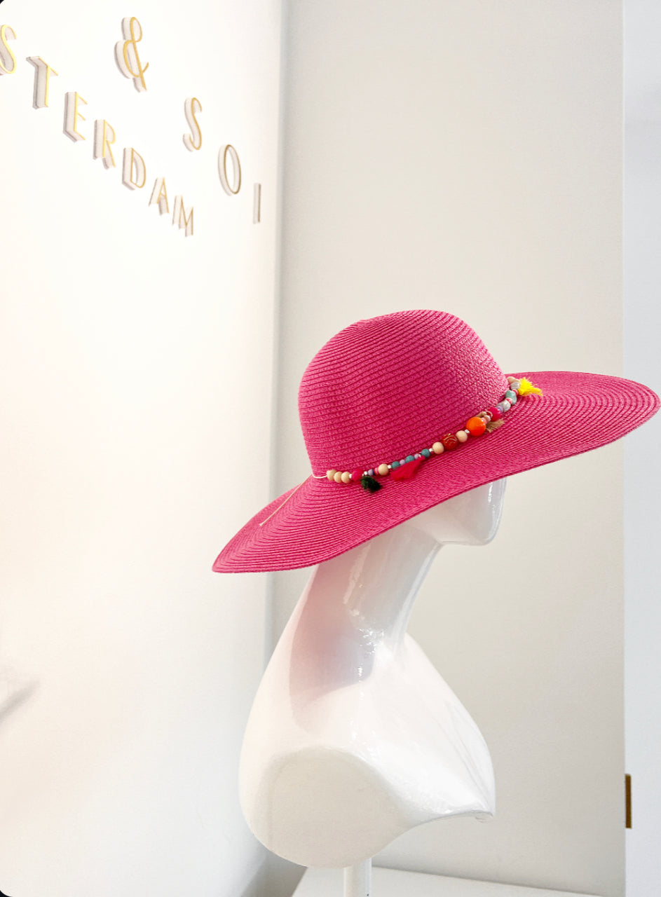 Hat pink X beads