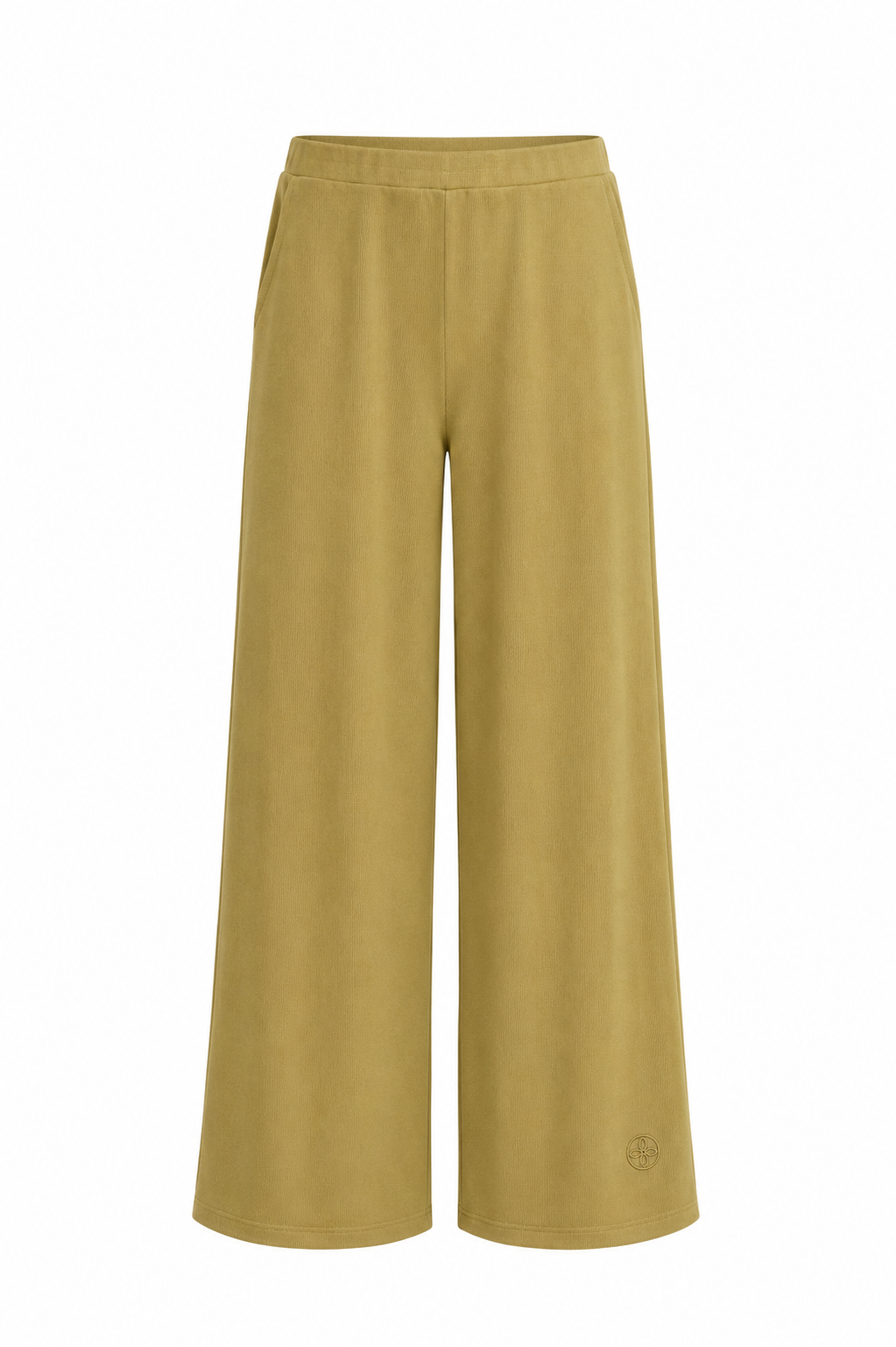 Ribbed jersey trousers - Warm olive