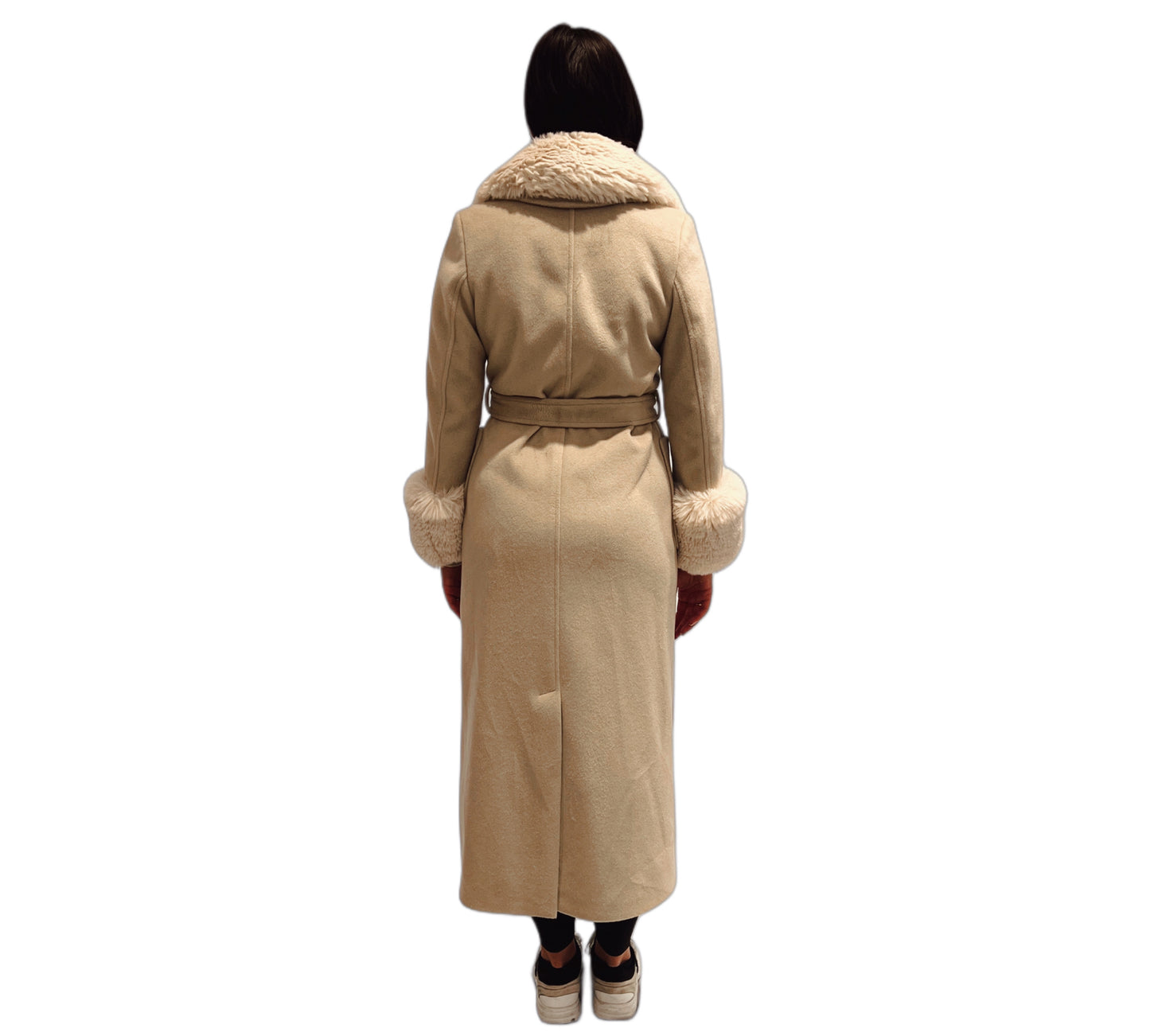 Coat with fur effect Crème