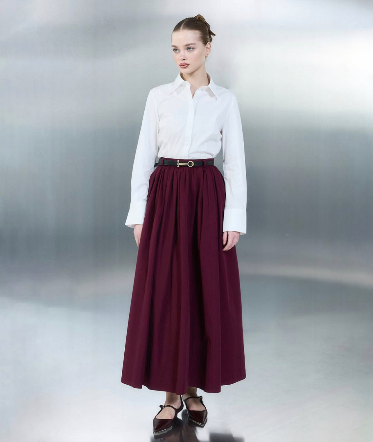 Popeline Skirt maroon