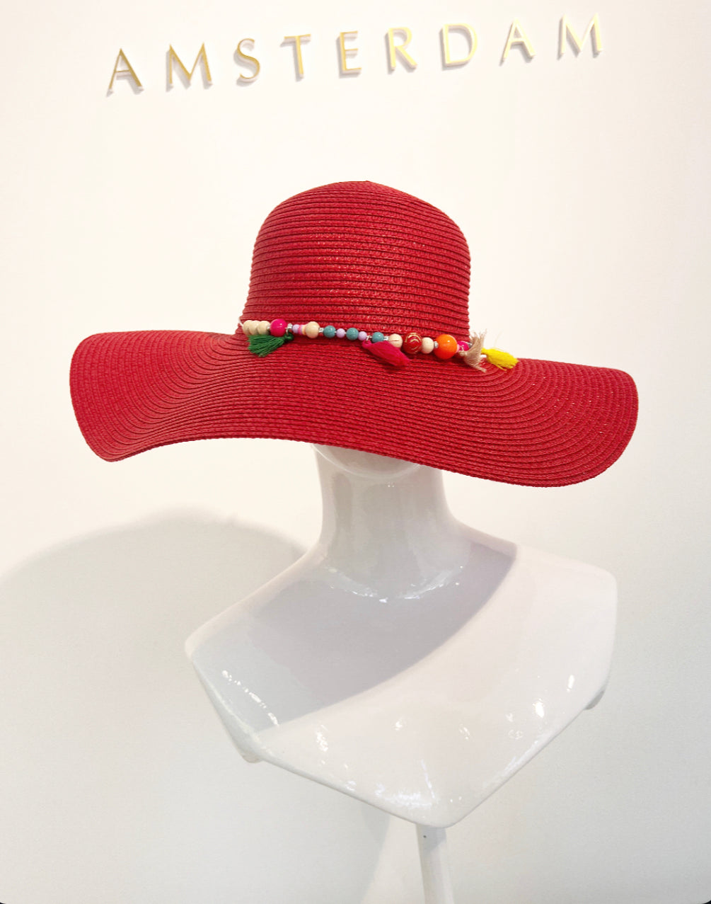 Hat red X beads