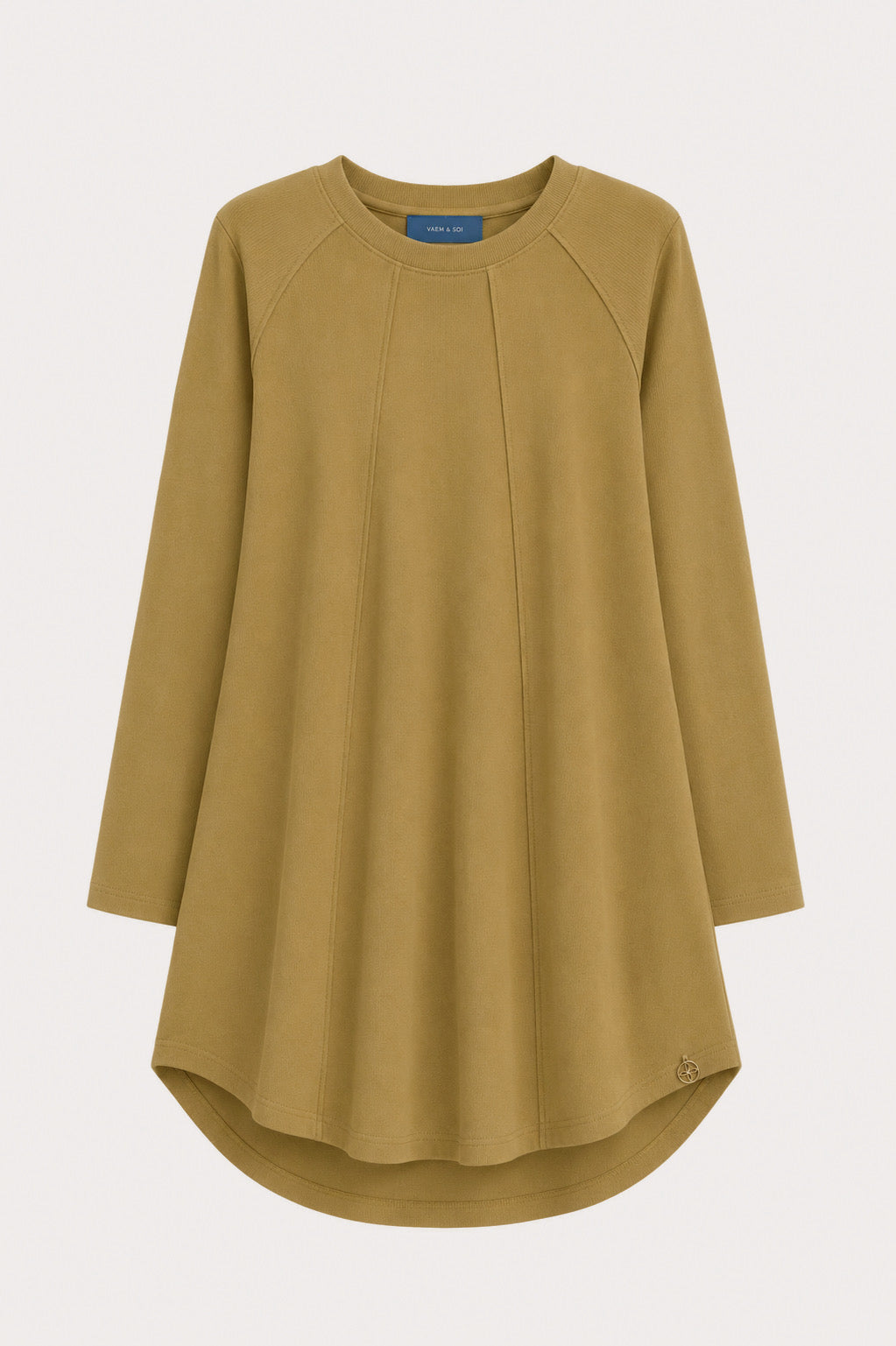 Ribbed jersey tunic - Warm olive