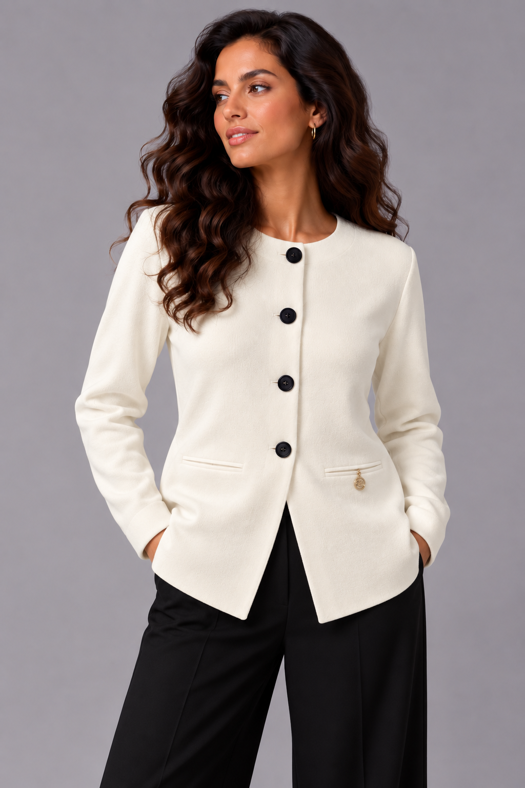 Asymmetric cardigan - Cream
