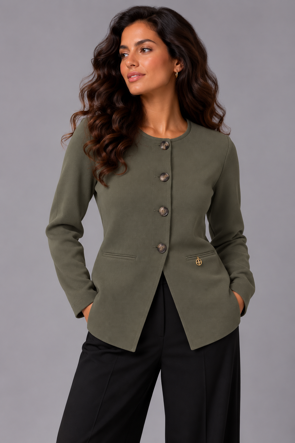 Asymmetric cardigan - Olive