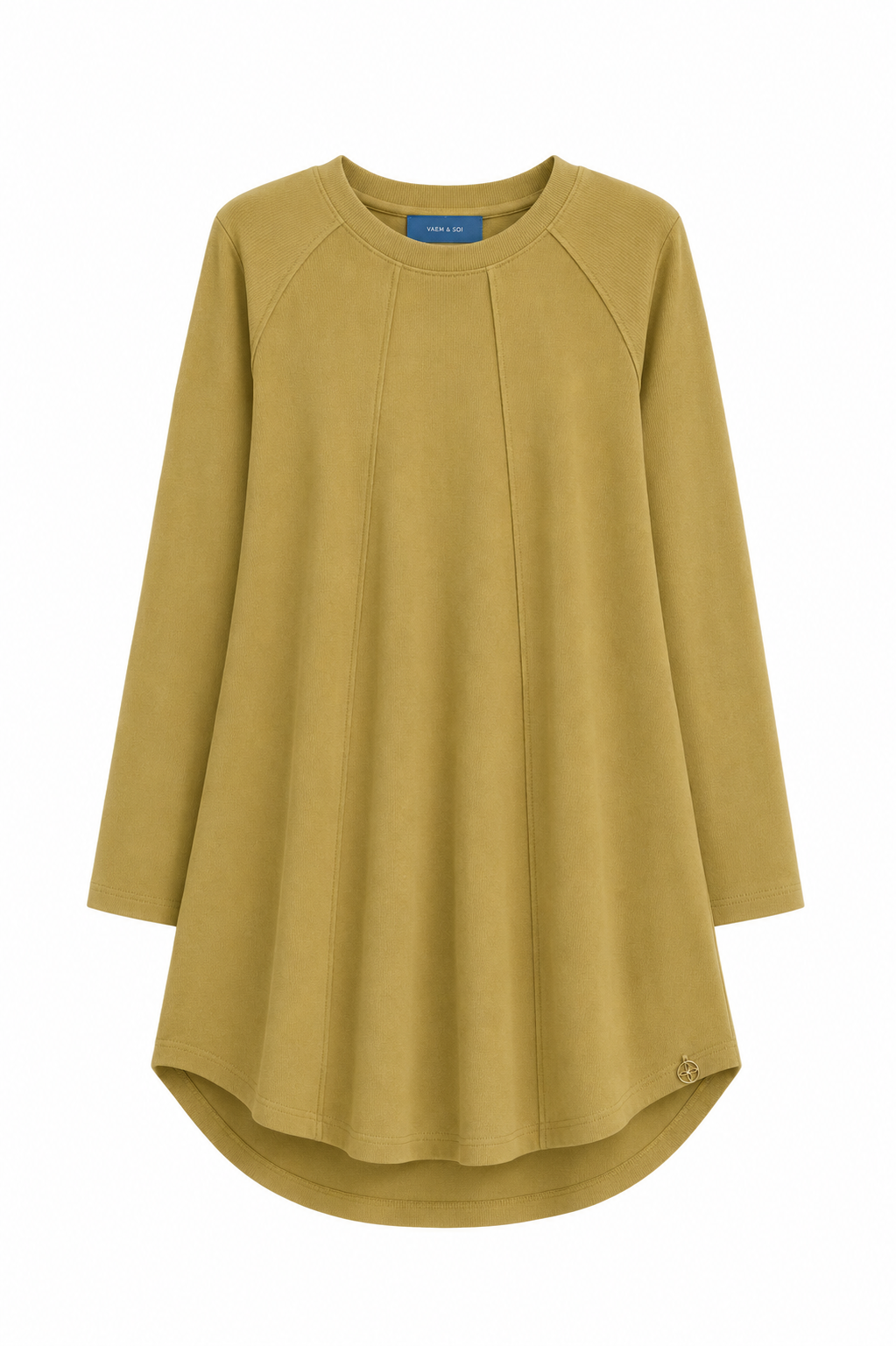 Ribbed jersey tunic - Warm olive