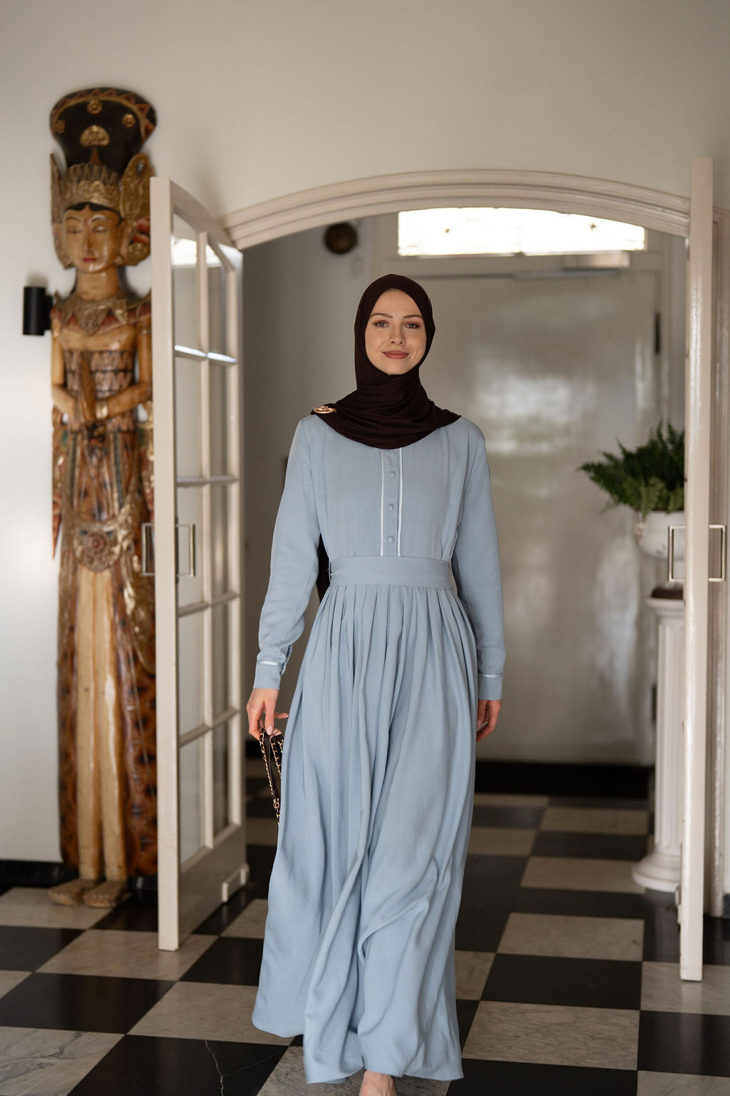 Soft viscose flow dress - Pastel blue