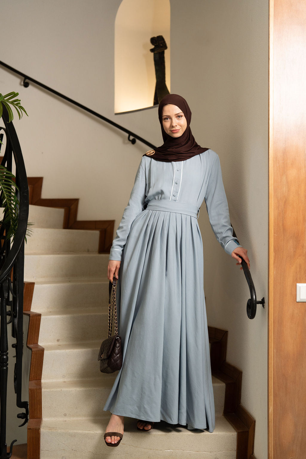 Soft viscose flow dress - Pastel blue