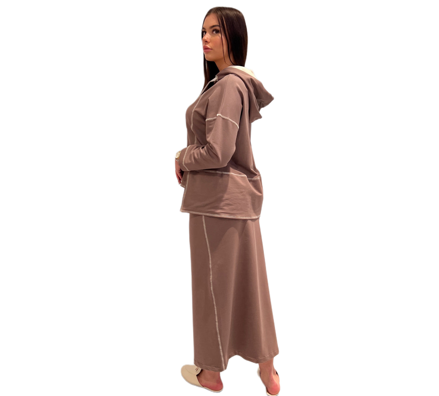 Hoodie/skirt set taupe