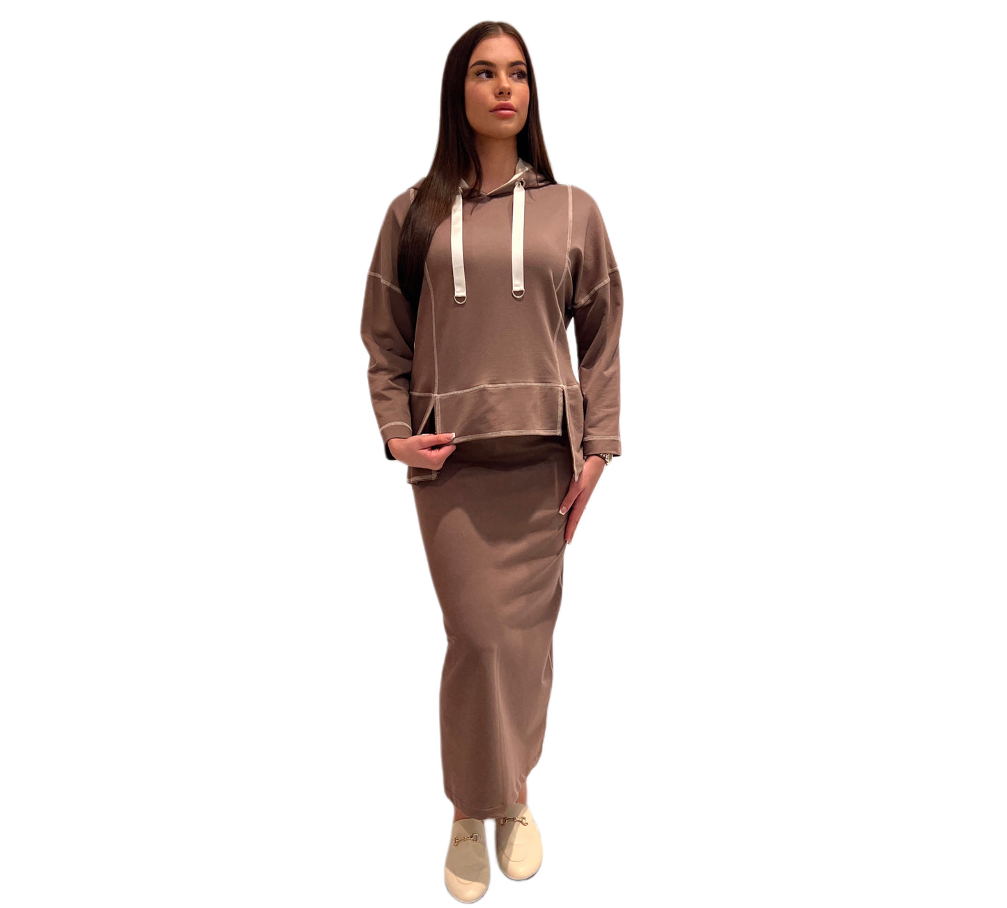 Hoodie/skirt set taupe