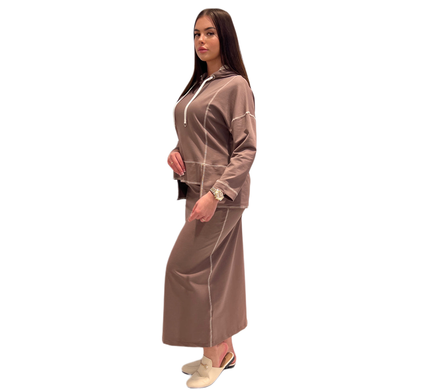 Hoodie/skirt set taupe