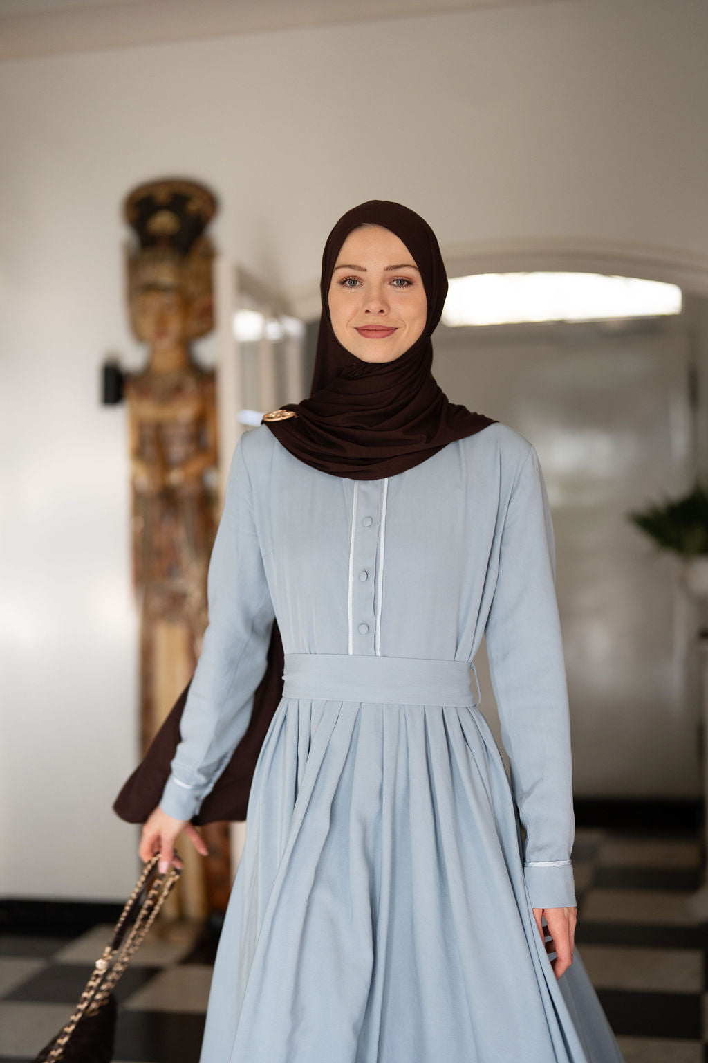 Soft viscose flow dress - Pastel blue