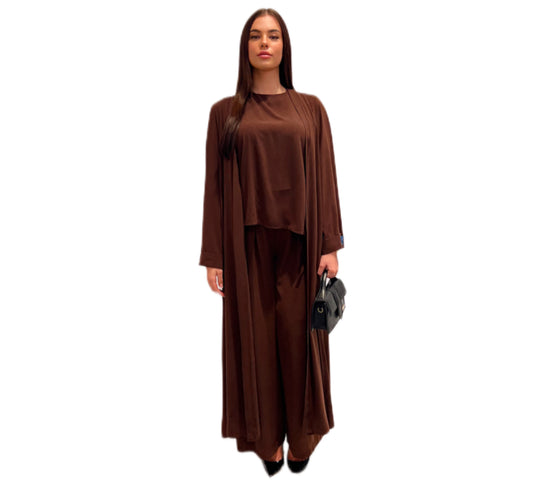 Abaya three piece Brown