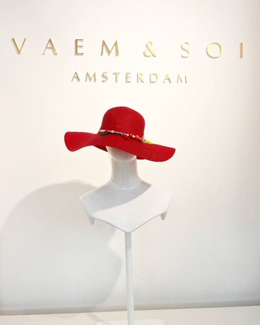Hat red X beads