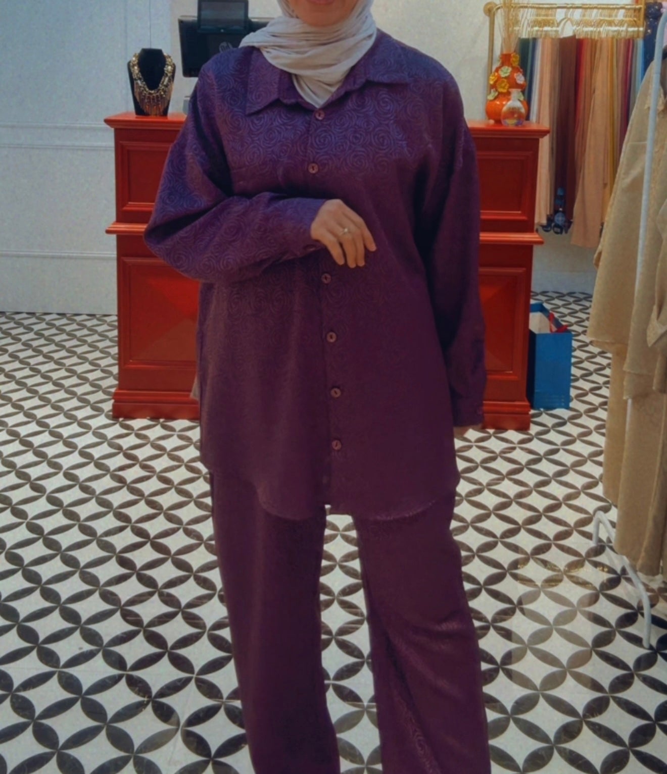 Jaquard plum set