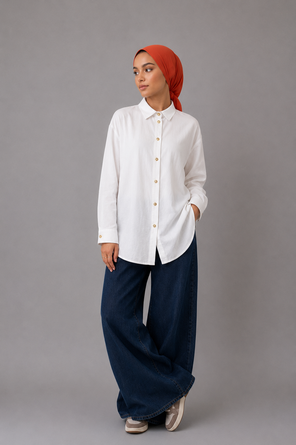White Linen Blend Blouse