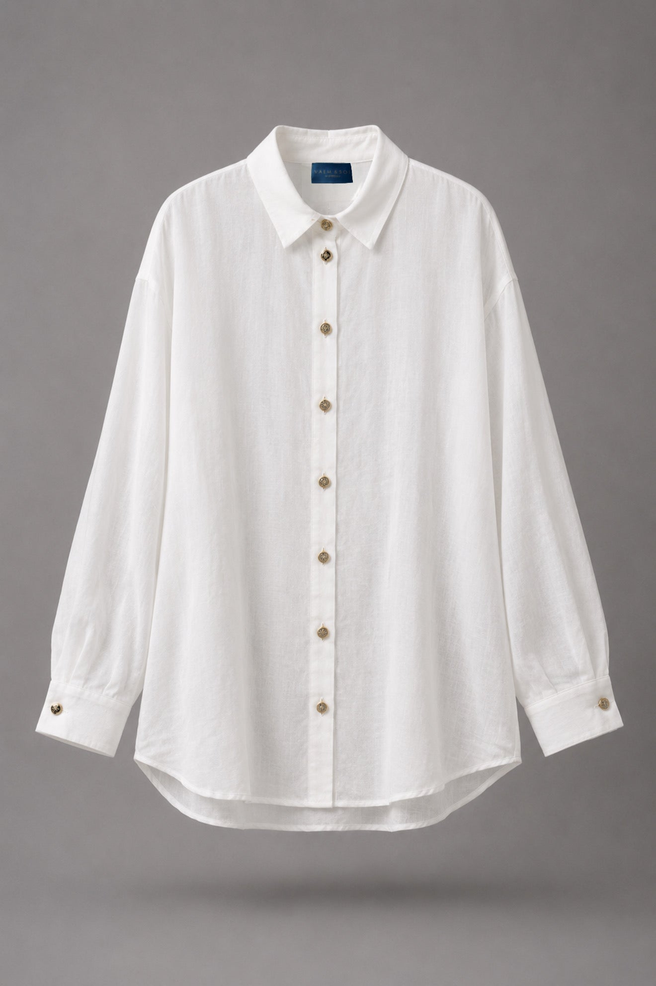 White Linen Blend Blouse