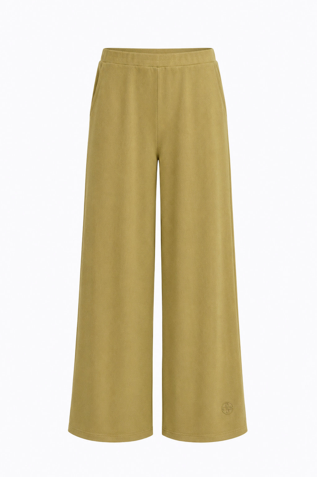 Ribbed jersey trousers - Warm olive