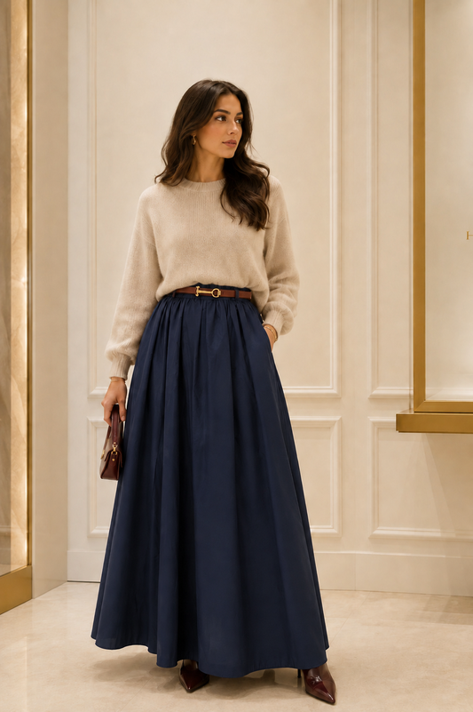 Popeline skirt navi