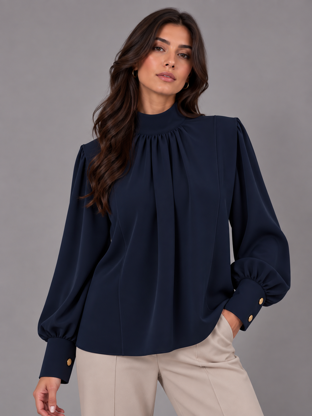 Satin Blouse Navi