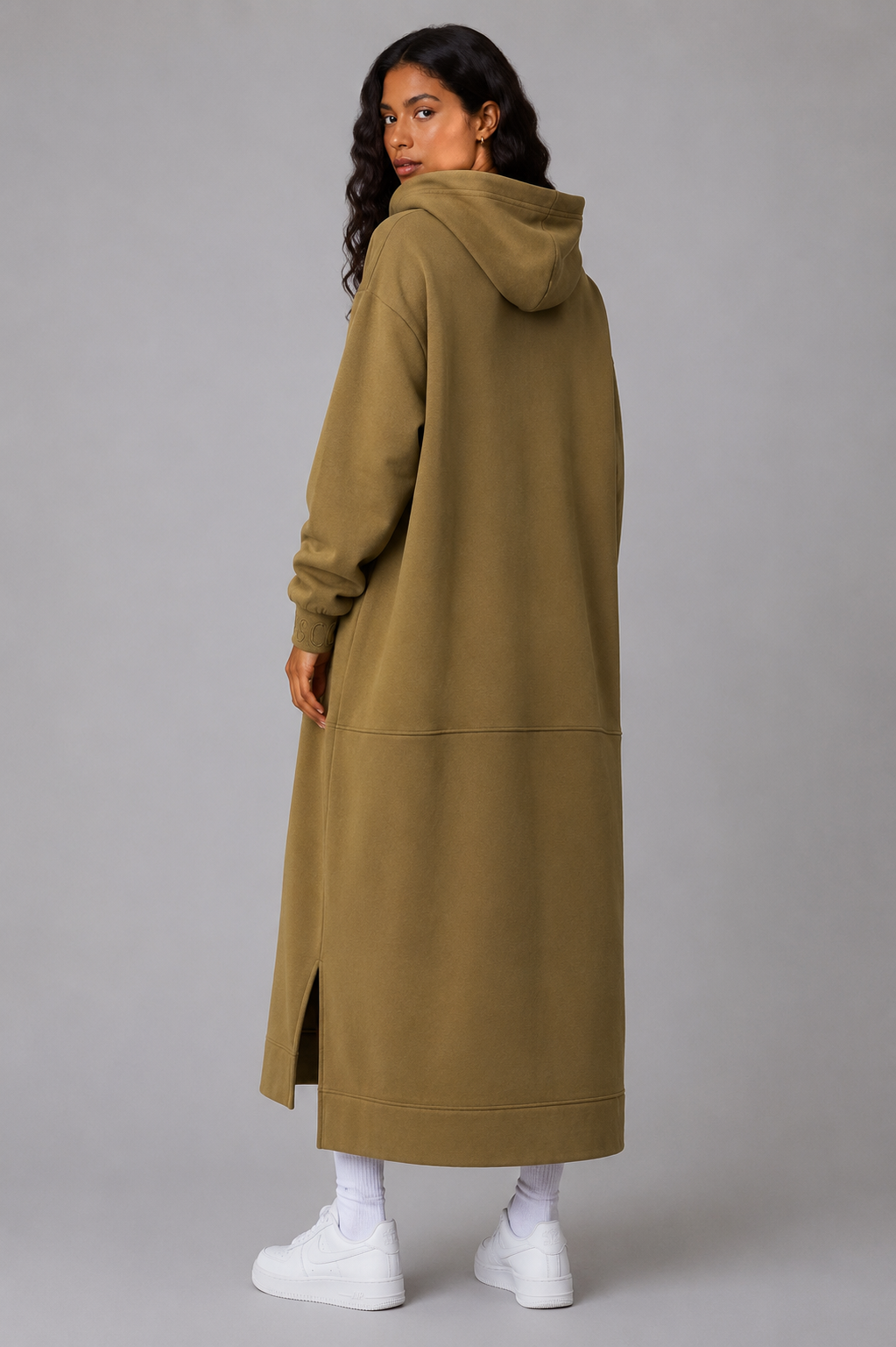 Longline zip hoodie- olive