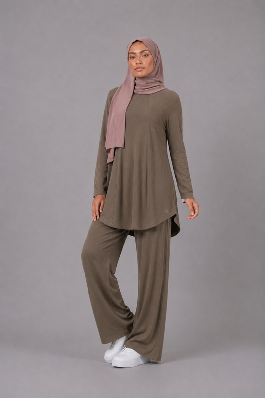 Ribbed jersey tunic - Khaki