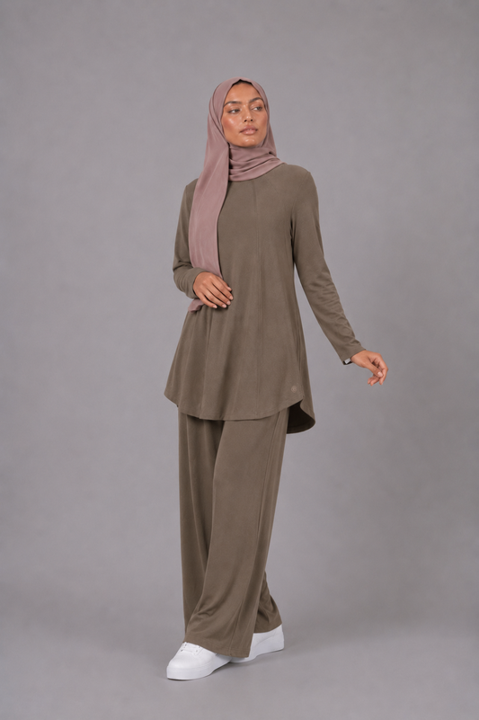 Ribbed jersey trousers - khaki
