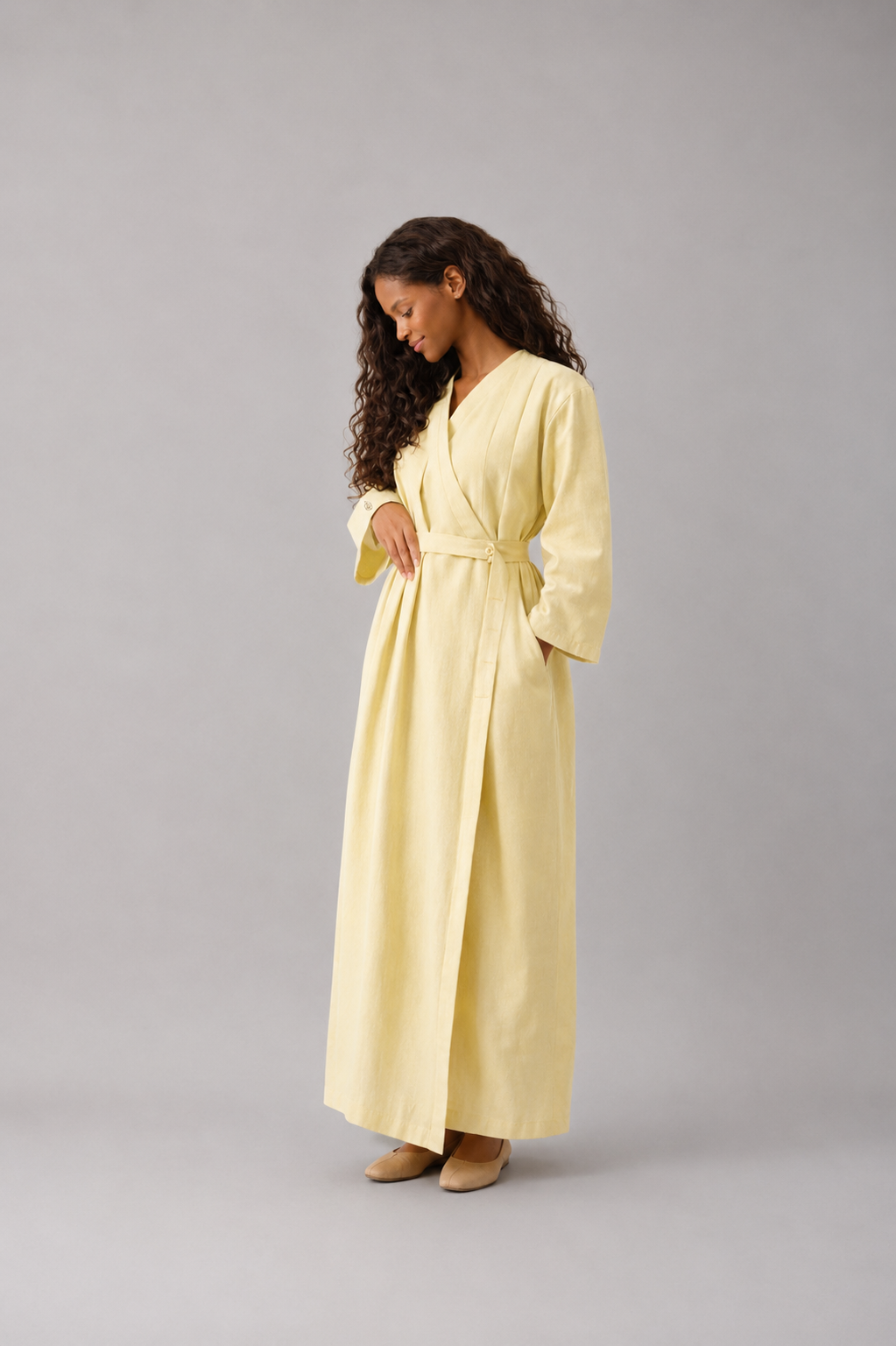 Wrap maxi dress- Butter yellow